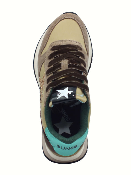 SUN68 SUN68 Z45217 Stargilrl Glitter Logo Beige Scuro Scarpe Sportive per Donna nabuk e tessuto glitterato Beige Scuro