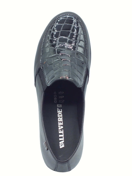 Valleverde Valleverde VS10301E Nappa Black Mocassini con zeppa per donna in pelle cocco nera Black