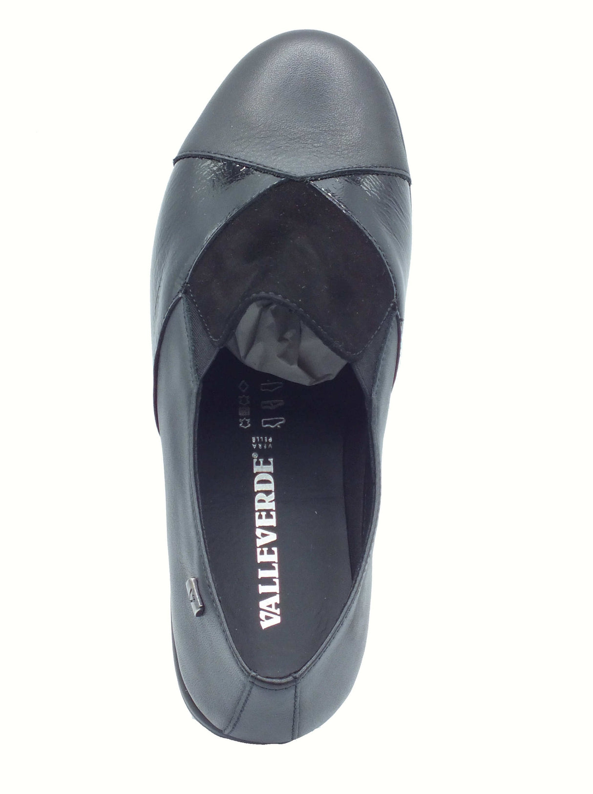 Valleverde Valleverde VS10303E Nappa Nero Mocassini con zeppa per donna in pelle e scamosciato Nero