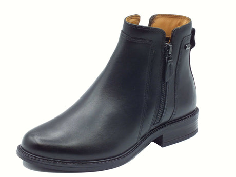 Valleverde Valleverde 17103 Vitello Nero Tronchetti eleganti per Donna in pelle con lampo Nero