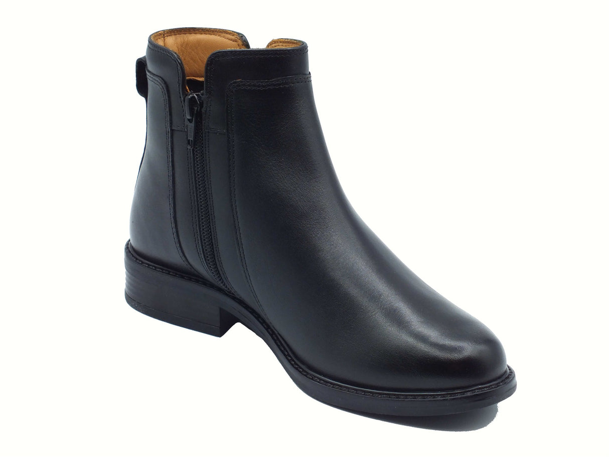 Valleverde Valleverde 17103 Vitello Nero Tronchetti eleganti per Donna in pelle con lampo Nero