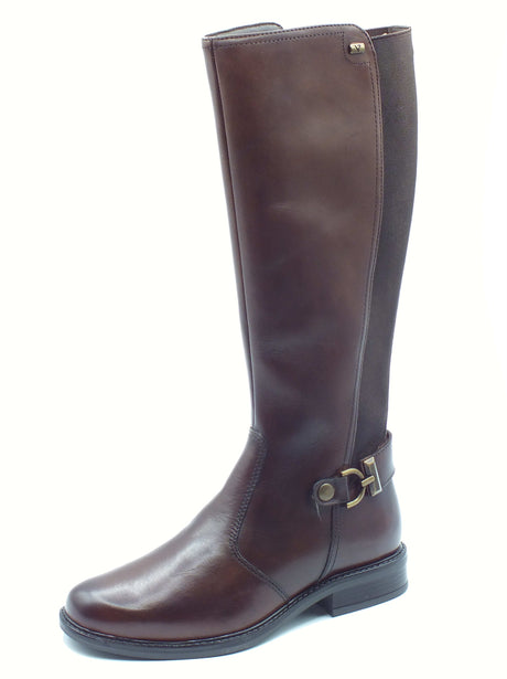 Valleverde Valleverde 17105 Vitello Marrone Stivali per Donna in pelle con tacco Marrone