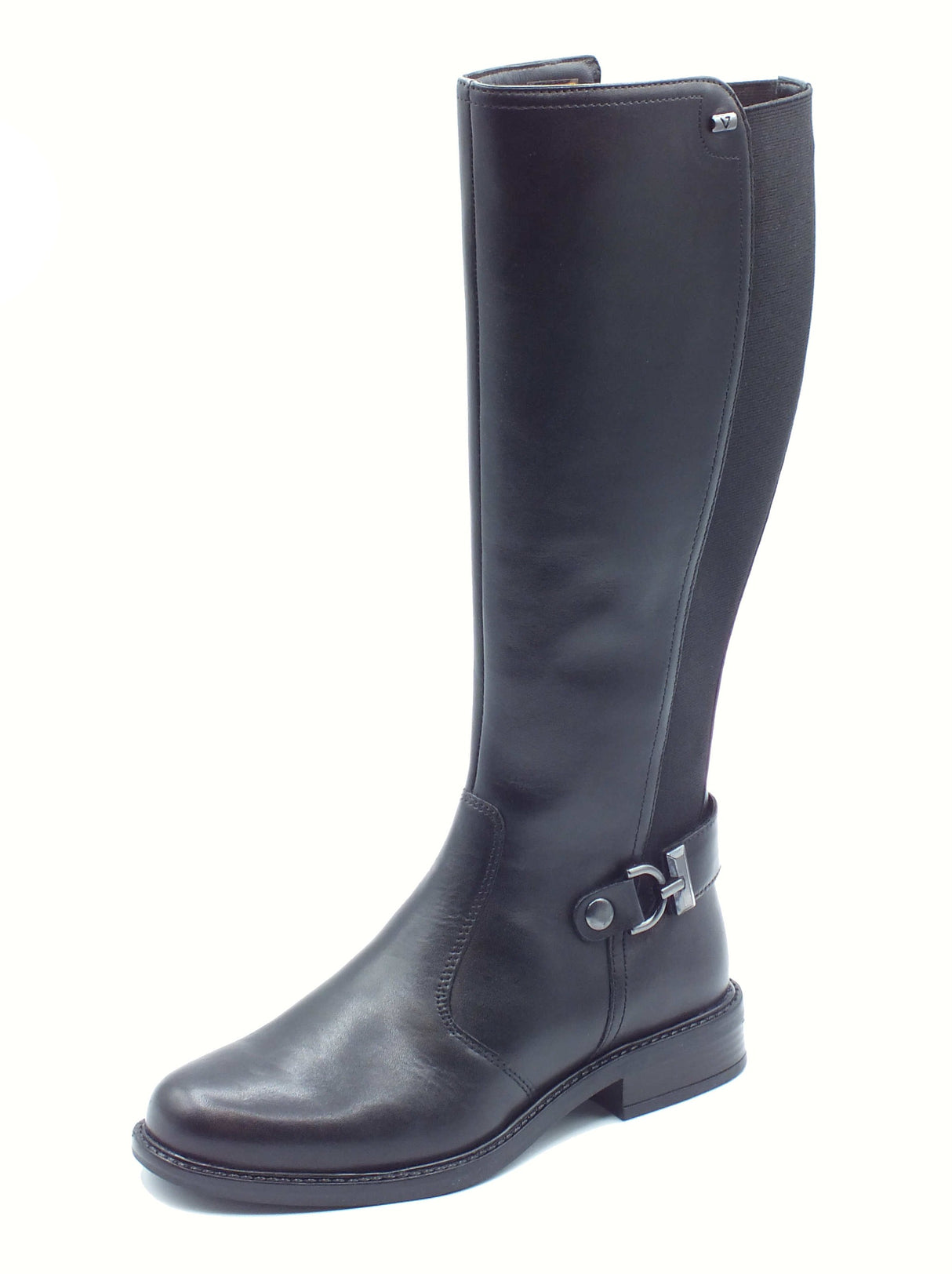 Valleverde Valleverde 17105 Vitello Nero Stivali per Donna in pelle con tacco Nero