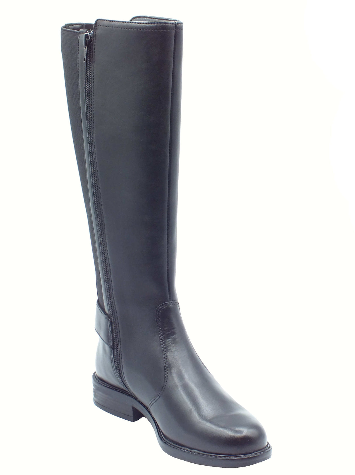 Valleverde Valleverde 17105 Vitello Nero Stivali per Donna in pelle con tacco Nero