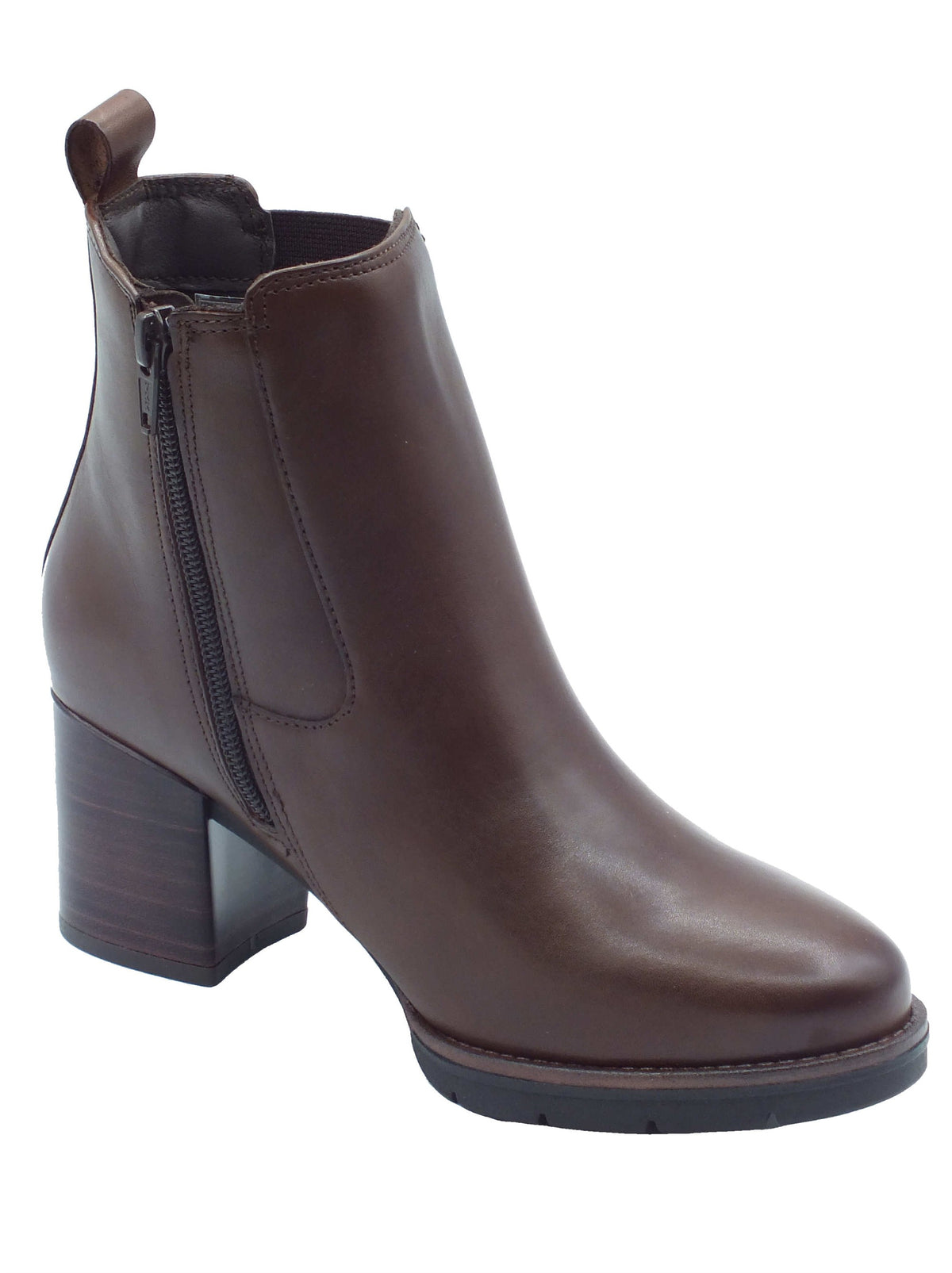 Valleverde Valleverde Tronchetti con tacco Donna 17201 Vitello Marrone pelle marrone Marrone