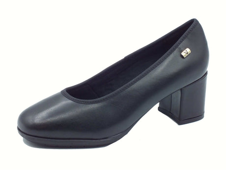 Valleverde Valleverde 36561 Nappa Nera Decoltè classici per Donna in pelle con tacco alto nero