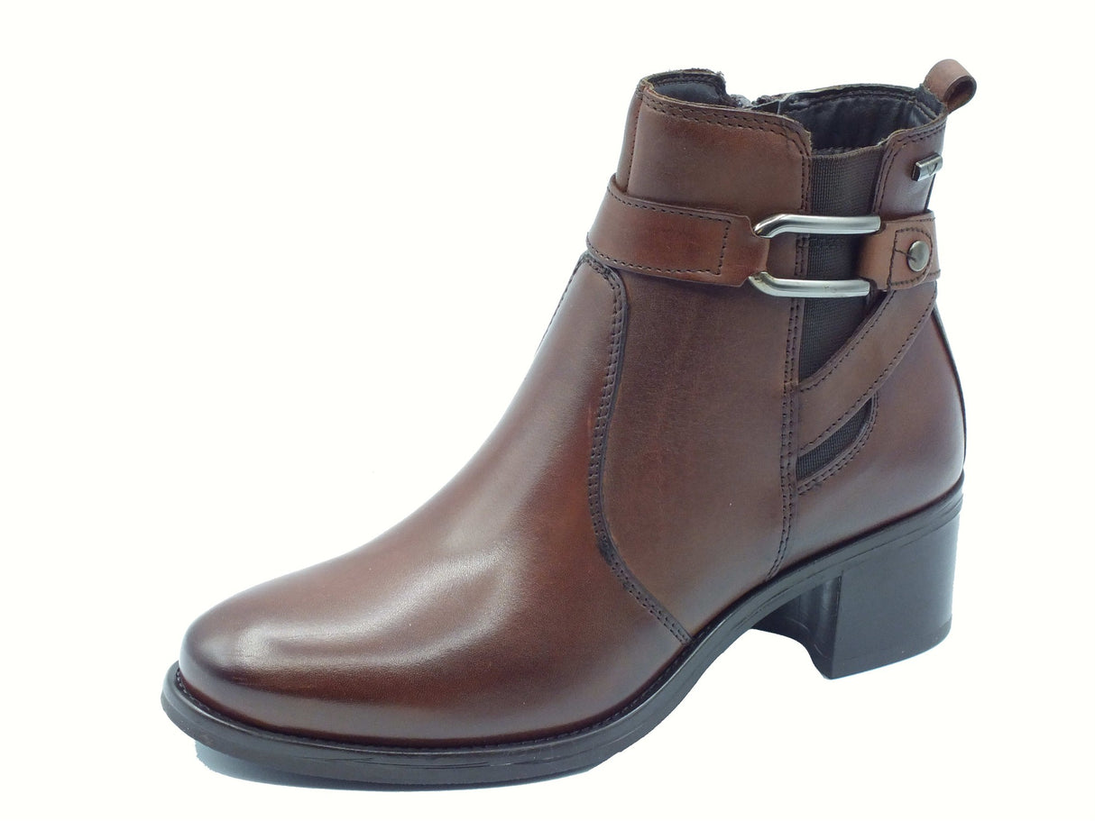 Valleverde Valleverde 47614 Vitello Marrone Tronchetti eleganti per Donna in pelle con lampo tacco medio Marrone