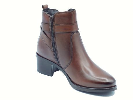 Valleverde Valleverde 47614 Vitello Marrone Tronchetti eleganti per Donna in pelle con lampo tacco medio Marrone