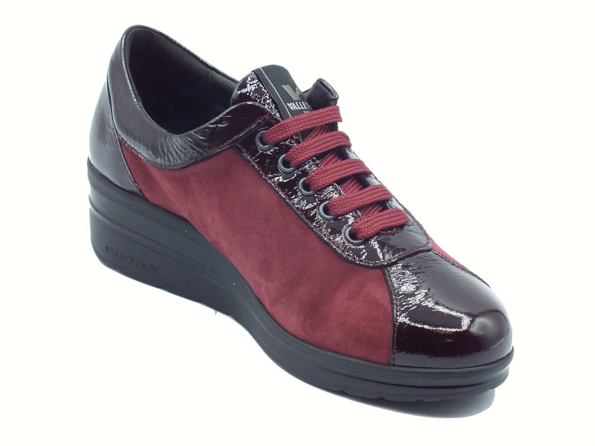 Valleverde Valleverde VD204F Suede Bordeaux Sneakers confort per Donna in naplak e nabuk con lacci Bordeaux