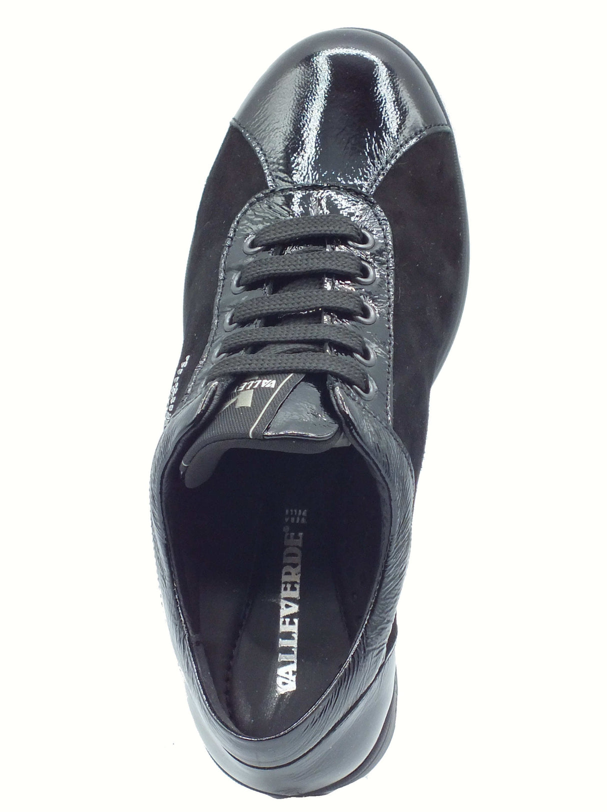 Valleverde Valleverde VD204F Suede Black Sneakers confort per Donna in naplak e nabuk con lacci Black