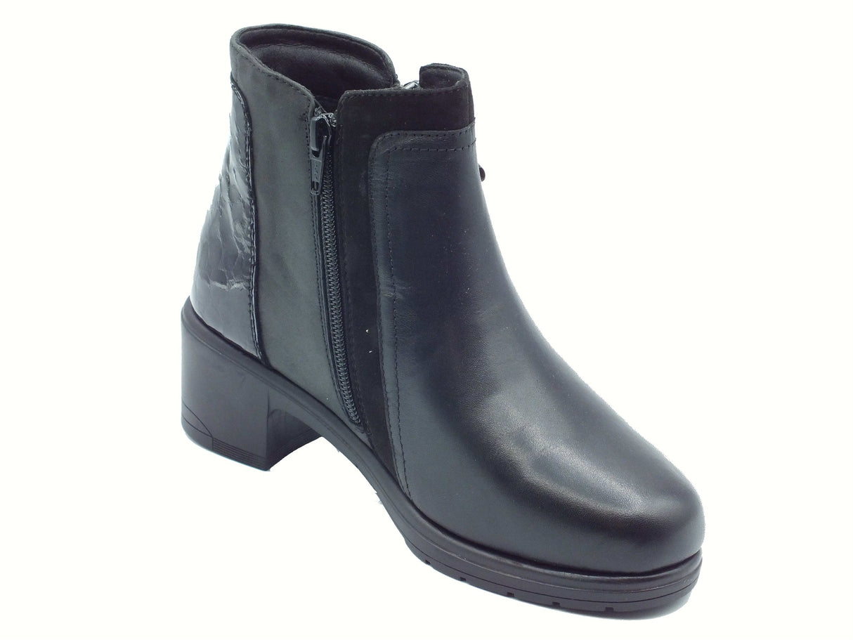 Valleverde Valleverde VS10600W Nappa Nero Tronchetti eleganti per Donna in pelle con lampo Nero