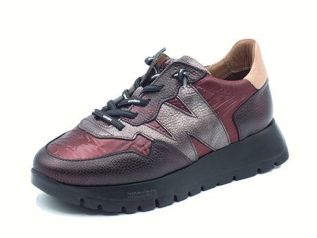 Wonders Wonders A-2491 Odisei Elvin Cobre Sneakers per Donna in tessuto rosso pelle piombo zeppa alta Cobre