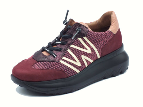 Wonders Wonders A-4001 UltraFly Nubuk Vino Sneakers per Donna in tessuto e nabuk zeppa alta bombata Vino