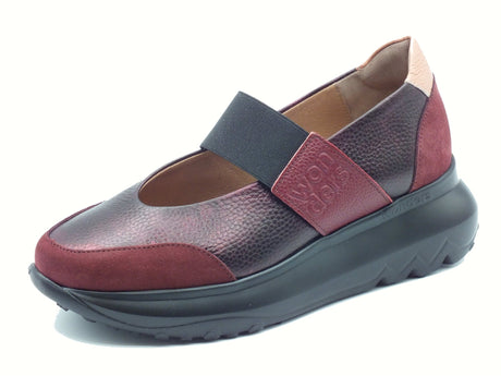 Wonders Wonders A-4011 UltraFly Trend Vino Ballerine per Donna in pelle con zeppa media Vino