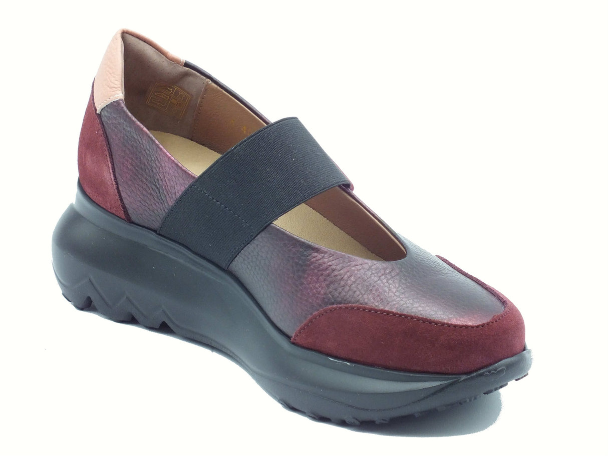 Wonders Wonders A-4011 UltraFly Trend Vino Ballerine per Donna in pelle con zeppa media Vino