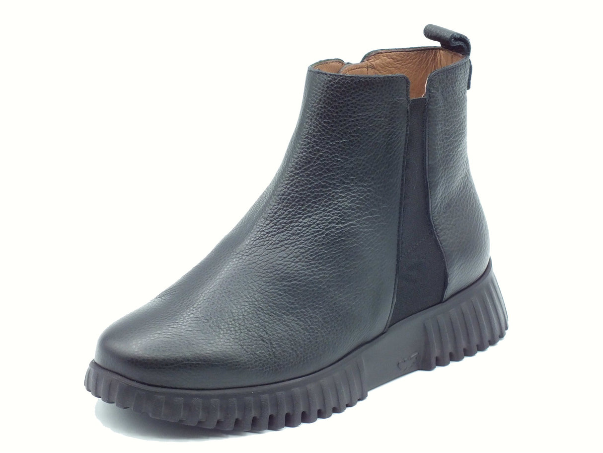 Wonders Wonders A-4404 FlexFly Wild Negro Tronchetti per Donna in pelle con lampo Negro