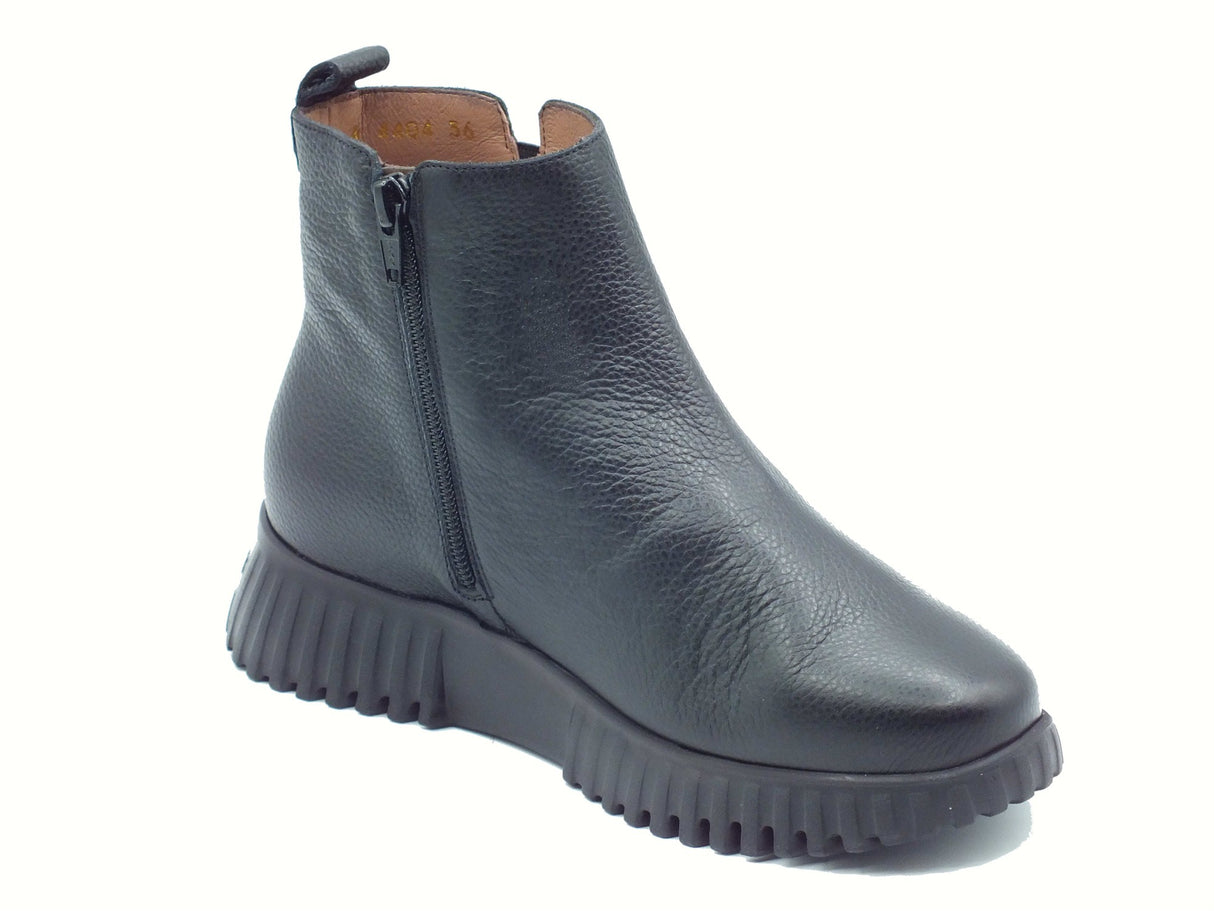 Wonders Wonders A-4404 FlexFly Wild Negro Tronchetti per Donna in pelle con lampo Negro