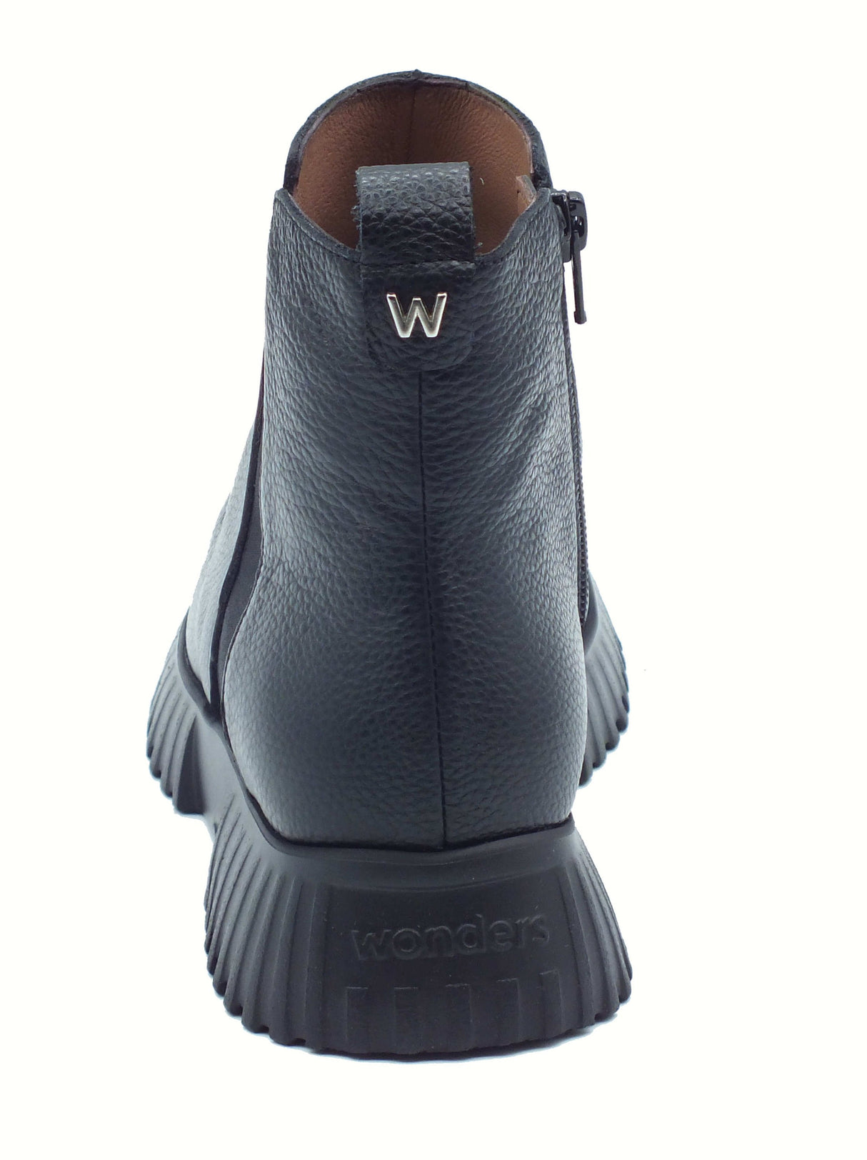 Wonders Wonders A-4404 FlexFly Wild Negro Tronchetti per Donna in pelle con lampo Negro