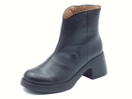 Wonders Wonders E-7125 Flytres Wild Negro Tronchetti per Donna in pelle martellata nero con lampo e tacco Negro