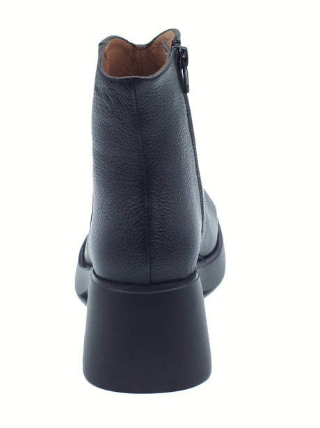 Wonders Wonders E-7125 Flytres Wild Negro Tronchetti per Donna in pelle martellata nero con lampo e tacco Negro