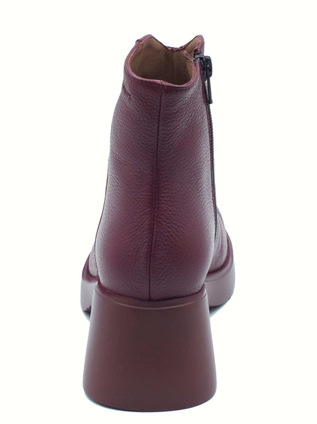 Wonders Wonders E-7125 Flytres Wild Vino Tronchetti per Donna in pelle martellata con lampo e tacco Vino