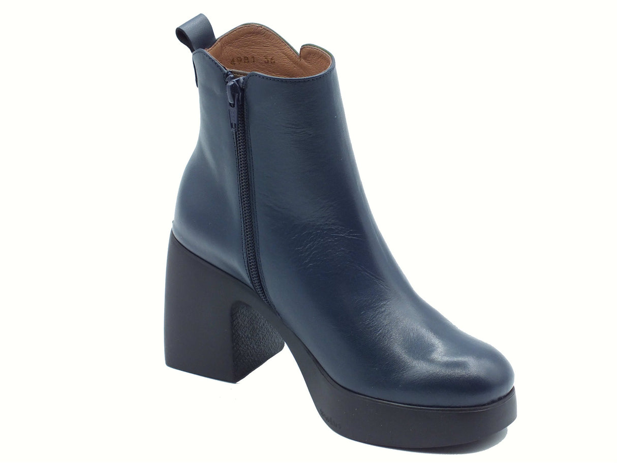 Wonders Wonders H-4981 Lady Isy Noche Tronchetti per Donna in pelle blu notte con tacco alto Noche