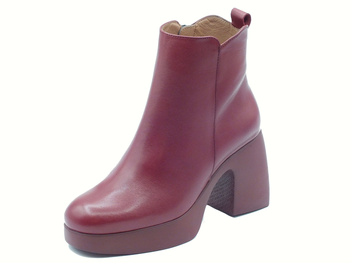 Wonders Wonders H-4981 Lady Isy Vino Tronchetti per Donna in pelle bordeaux con tacco alto Vino
