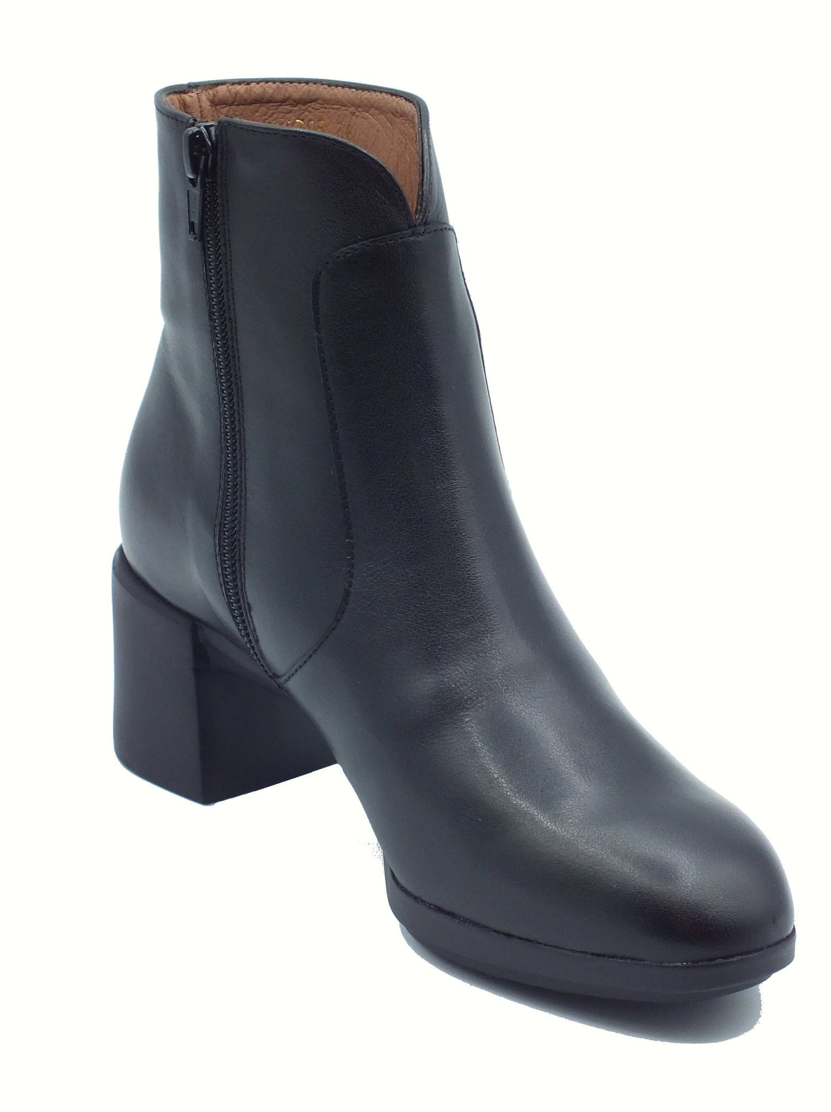 Wonders Wonders H-6705 Isy Negro Tronchetti accollati con tacco alto per Donna in pelle con lampo Negro