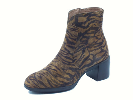 Wonders Wonders H-6705 Reghost Zebra Tabac Tronchetti per Donna in nabuk zebrato con lampo Tabac