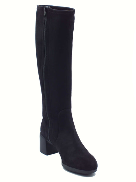 Wonders Wonders H-6707 Reghost Suede Sarga Nero Stivali per Donna in tessuto con tacco medio Nero