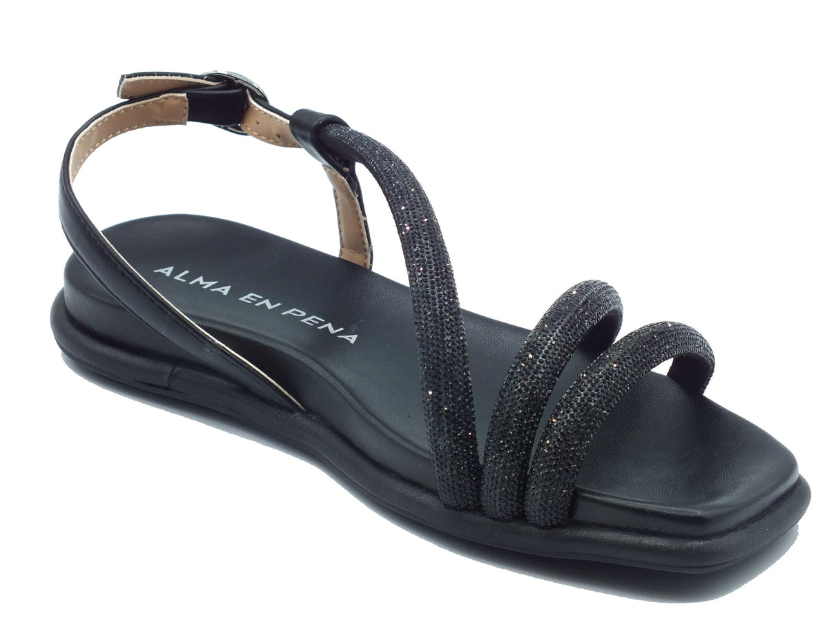 Alma en Pena Alma en Pena Sandali zeppa bassa Donna V2651507 Napoles Black sintetico nero Black