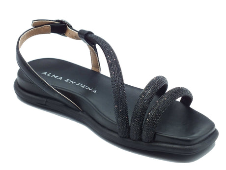 Alma en Pena Alma en Pena Sandali zeppa bassa Donna V2651507 Napoles Black sintetico nero Black