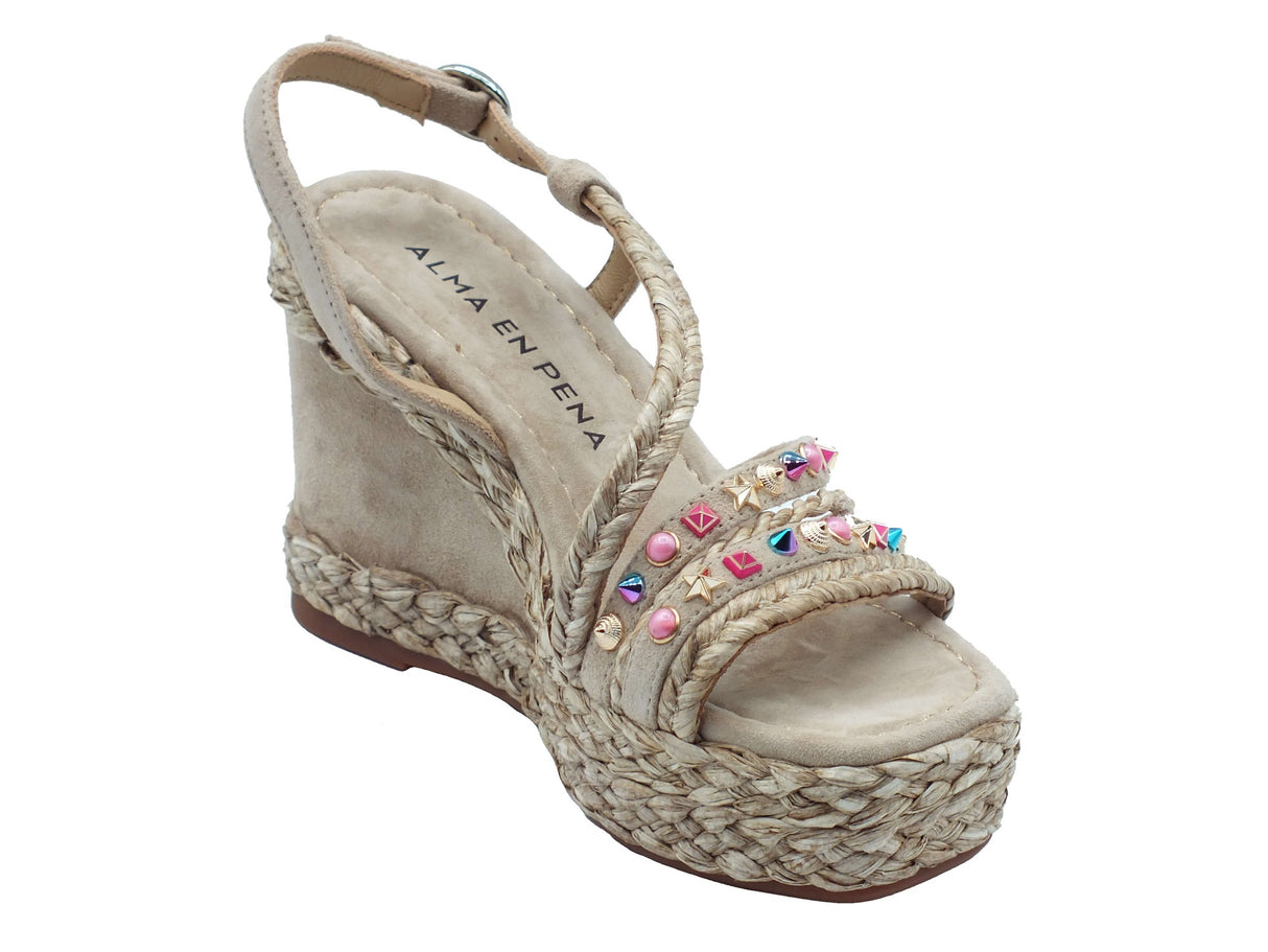 Alma en Pena Alma en Pena Sandali zeppa alta Donna V265900 Suede Vison pelle beige Suede Vison
