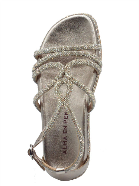 Alma en Pena Alma en Pena Sandali zeppa bassa Donna V267108 Diva Bronze sintetico oro Diva Bronze