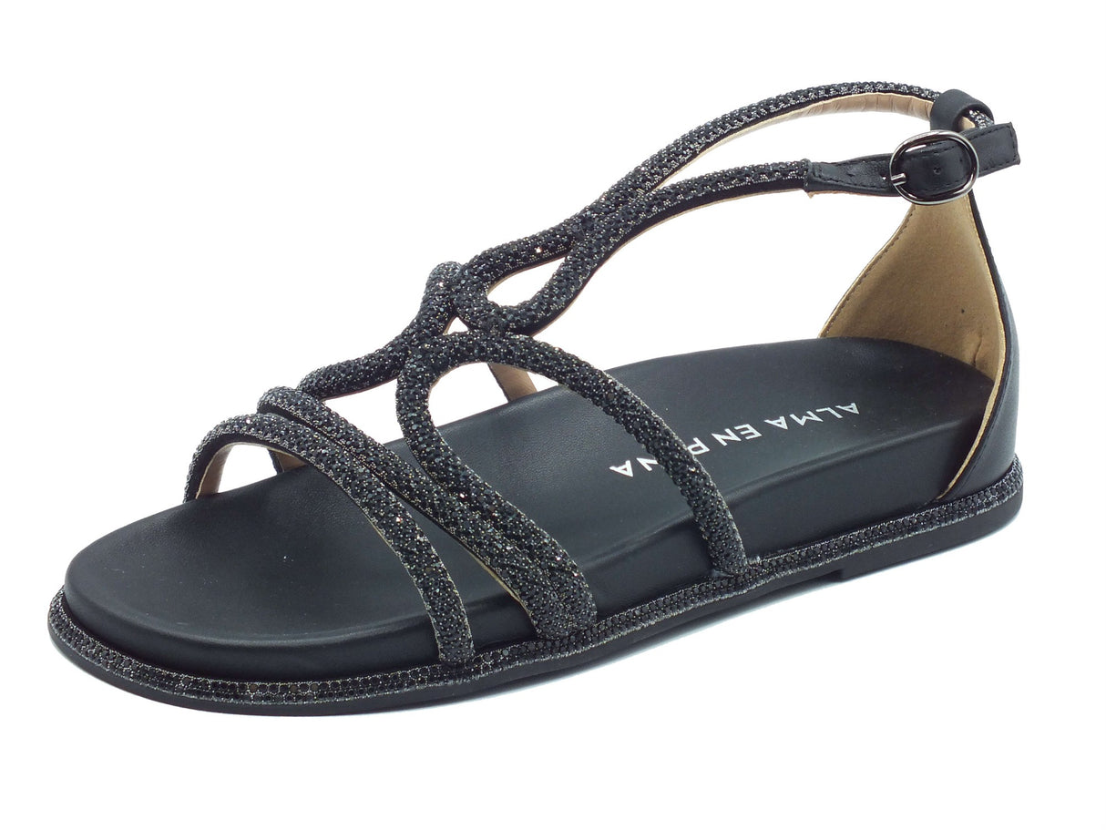 Alma en Pena Alma en Pena Sandali zeppa bassa Donna V267108 Napa Black sintetico nero Black