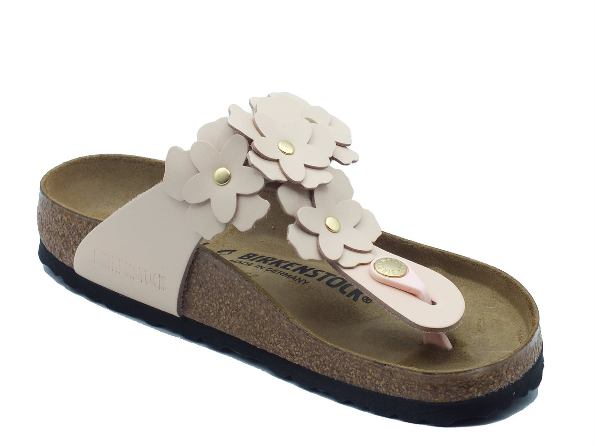 Birkenstock Birkenstock Infradito zeppa bassa Donna 1029287 Gizeh Flower Embellishment Light Rose pelle rosa rosa