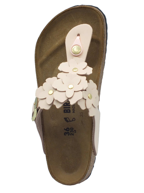 Birkenstock Birkenstock Infradito zeppa bassa Donna 1029287 Gizeh Flower Embellishment Light Rose pelle rosa rosa