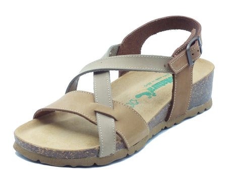 BioNatura BioNatura Sandali zeppa alta Donna 12A826 Nabuk Multi Tortora pelle multicolore Multi Tortora