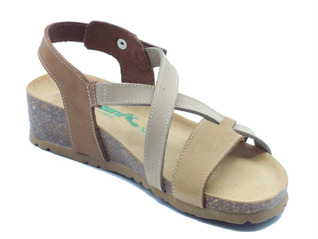 BioNatura BioNatura Sandali zeppa alta Donna 12A826 Nabuk Multi Tortora pelle multicolore Multi Tortora