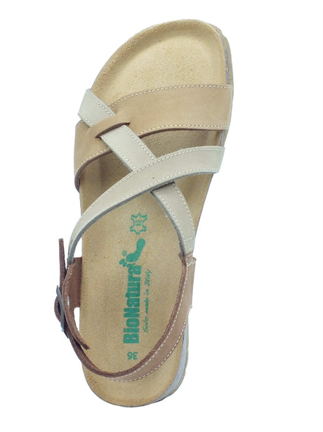BioNatura BioNatura Sandali zeppa alta Donna 12A826 Nabuk Multi Tortora pelle multicolore Multi Tortora
