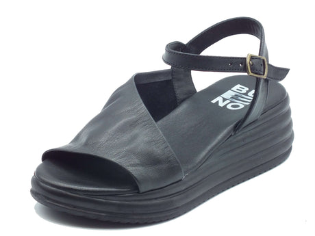 Bueno Bueno Sandali zeppa alta Donna WA2402 Nero pelle nero Nero