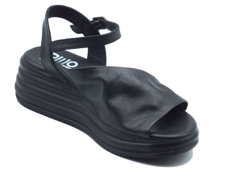 Bueno Bueno Sandali zeppa alta Donna WA2402 Nero pelle nero Nero