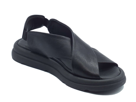 Bueno Bueno Sandali zeppa bassa Donna WA2603 Nero pelle nero Nero