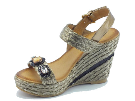 CafèNoir Sandali con zeppa alta CafèNoir in raffia intrecciata taupe Taupe