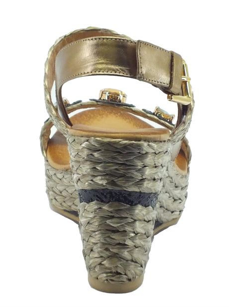 CafèNoir Sandali con zeppa alta CafèNoir in raffia intrecciata taupe Taupe