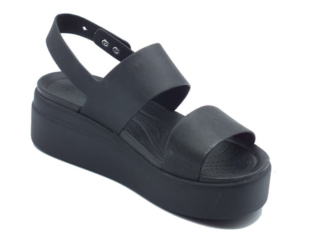 Crocs Crocs Sandali zeppa alta Donna 206453 Brooklyn Low Wedge Black gomma nero Black