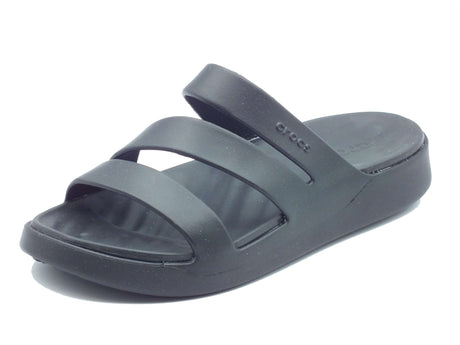 Crocs Crocs Sandali zeppa bassa Donna 209587 Getaway Strappy Black gomma nero Black