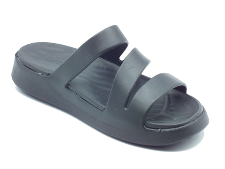 Crocs Crocs Sandali zeppa bassa Donna 209587 Getaway Strappy Black gomma nero Black
