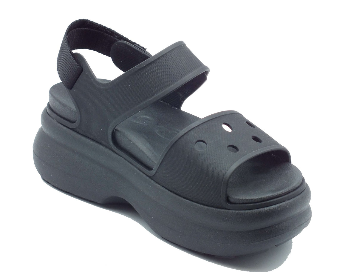 Crocs Crocs Sandali zeppa alta Donna 211755 Soho Strap Sandal Black gomma nero Black