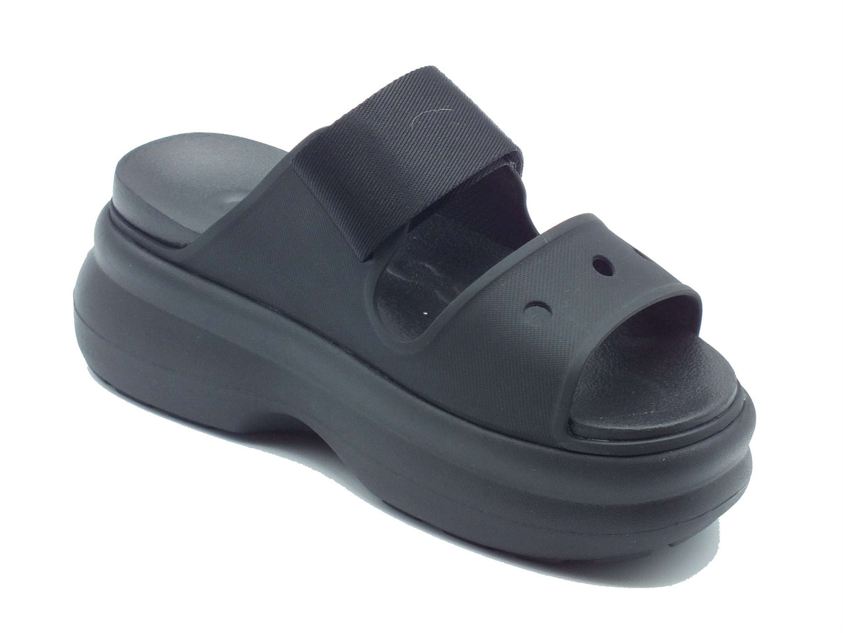 Crocs Crocs Sandali zeppa alta Donna 212861 Soho Two Strap Sandal Black gomma nero Black